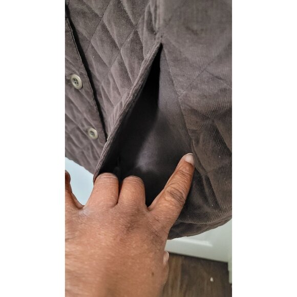 JM Collection Quilted Brown Corduroy Jacket With Button Front & Pockets Plus Si - Picture 4 of 11